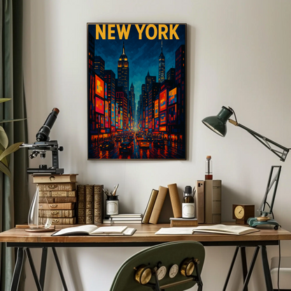 New York City Night Lights Travel Poster