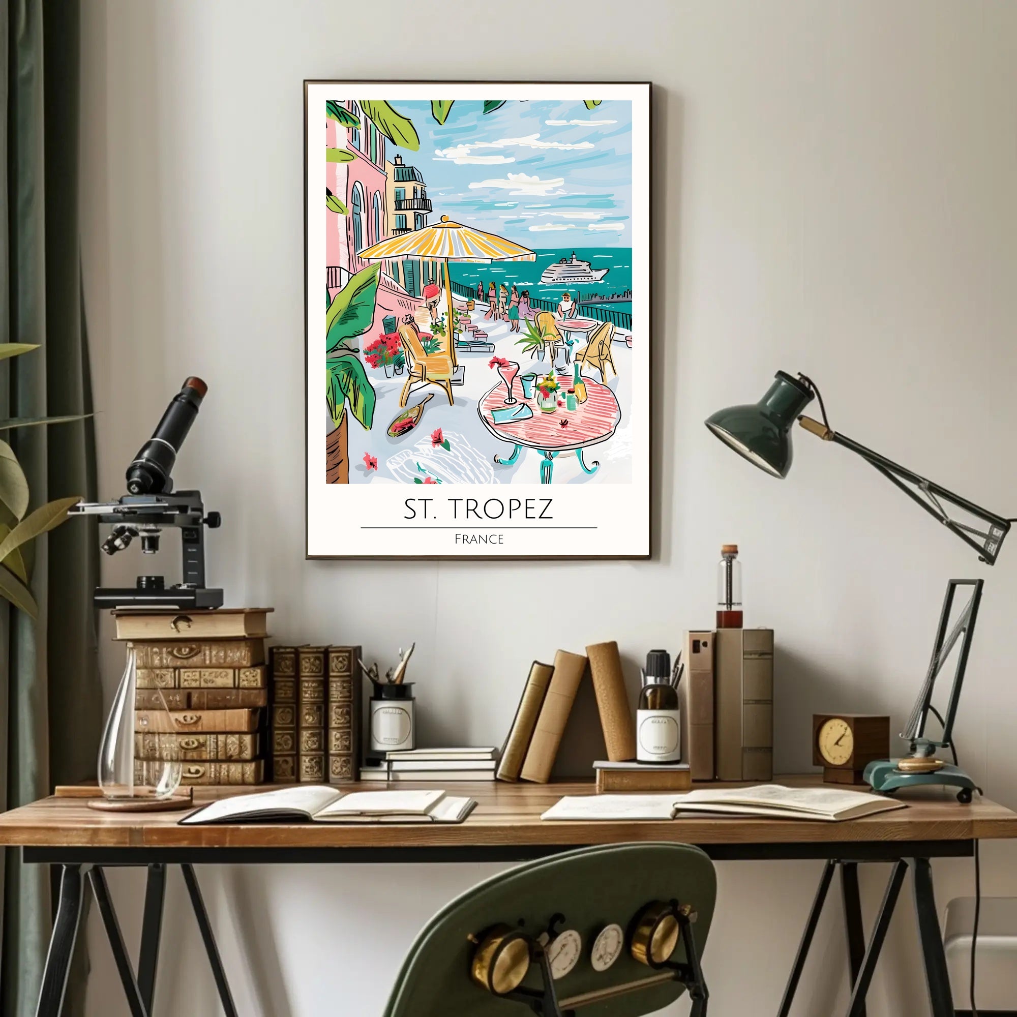 St. Tropez Sunlit Terrace Poster PosterGoat