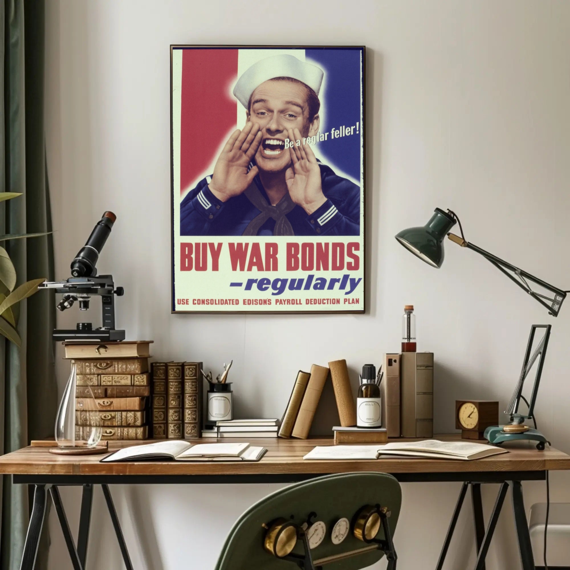 War Bonds Cheerful Sailor WWII Poster