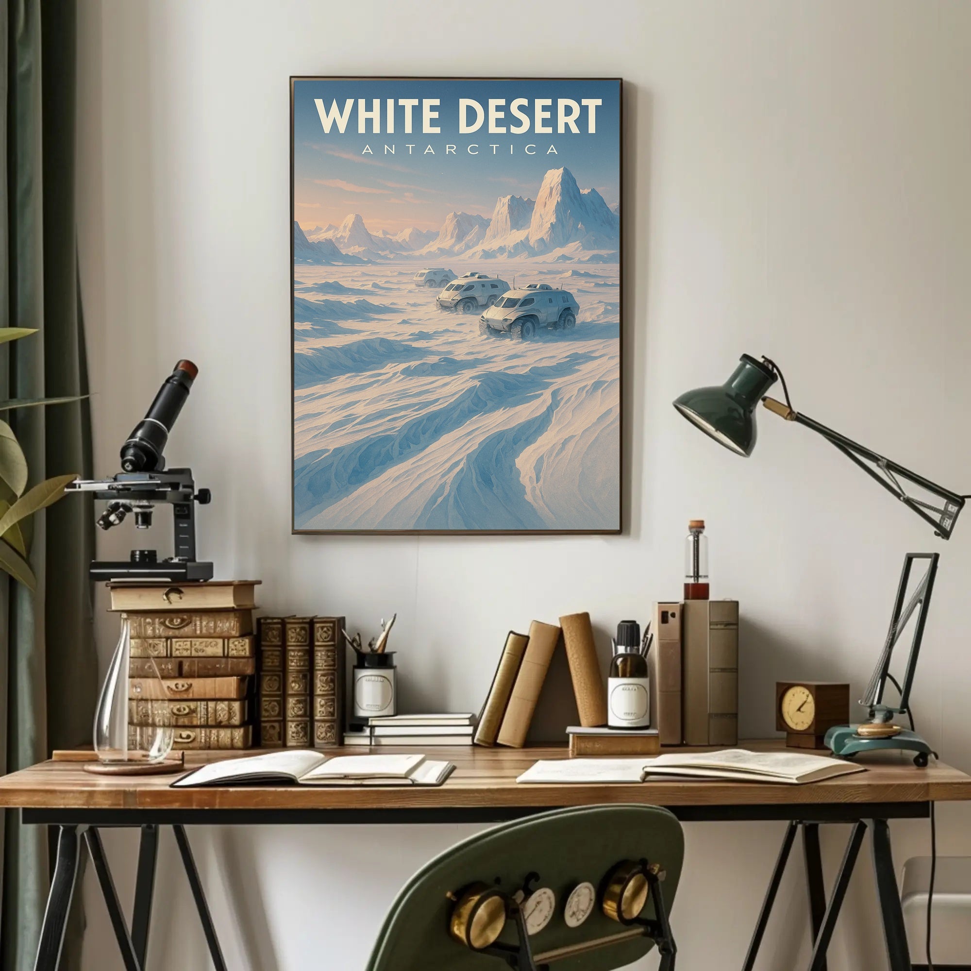 White Desert Antarctica Adventure Futuristic Sci-Fi Poster