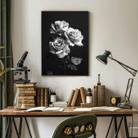 Elegant Black and White Rose Art Poster PosterGoat
