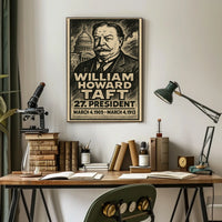 William Howard Taft 27th President of the United States B & W Comic Sketch Poster