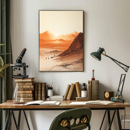 Arid Desert Sunrise Trek Travel Poster