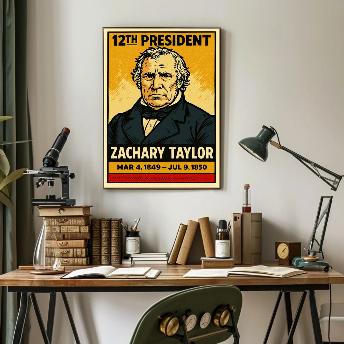 Zachary Taylor 12th President of the United States Inked Comic Style Poster