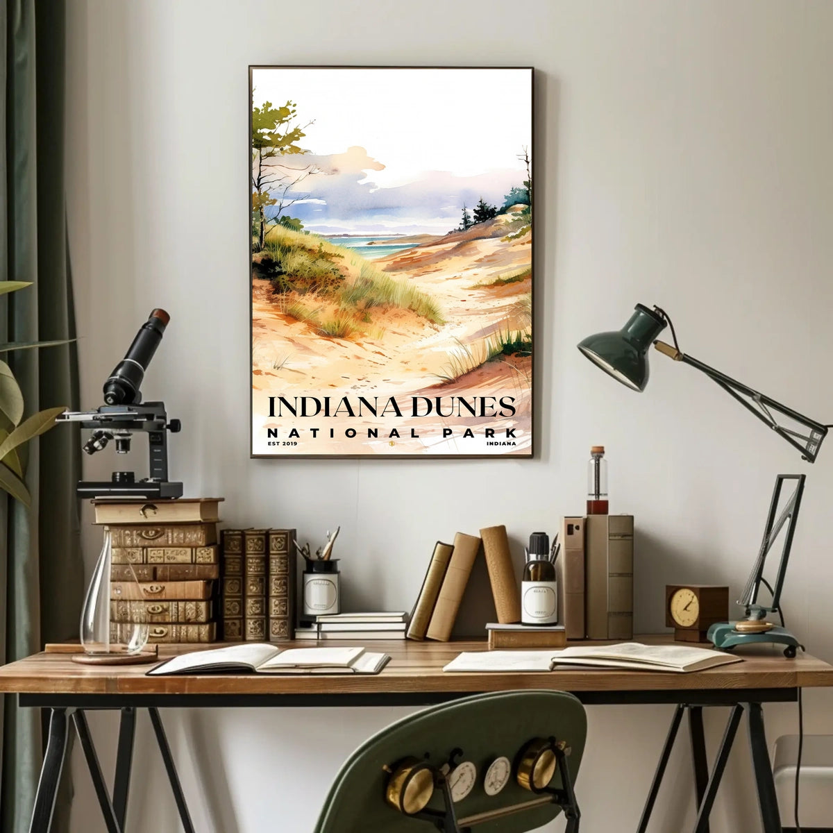 Indiana Dunes Watercolor Wall Art Poster