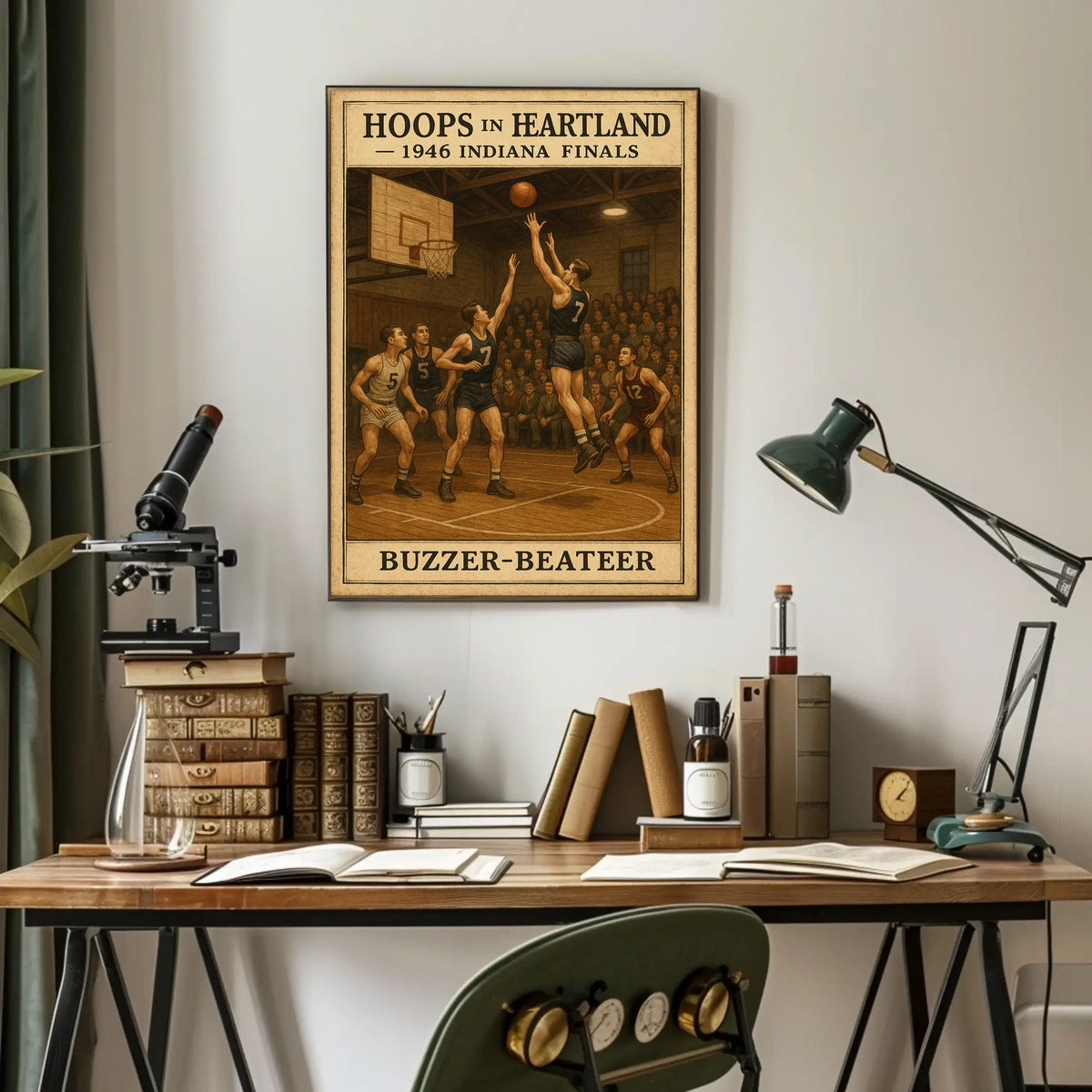 Hoops in Heartland 1946 Indiana Finals Poster