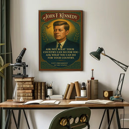 Historic JFK Tribute Vintage Patriotic Poster Art