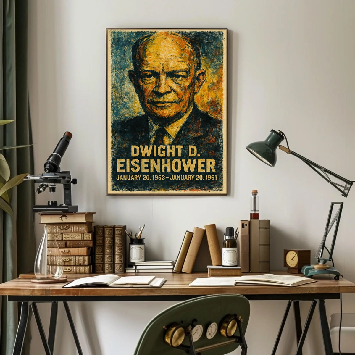 Eisenhower Presidential Portrait Historical Impressionism Vintage Ads Patriotic Collector Poster