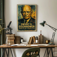 Eisenhower Presidential Portrait Historical Impressionism Vintage Ads Patriotic Collector Poster