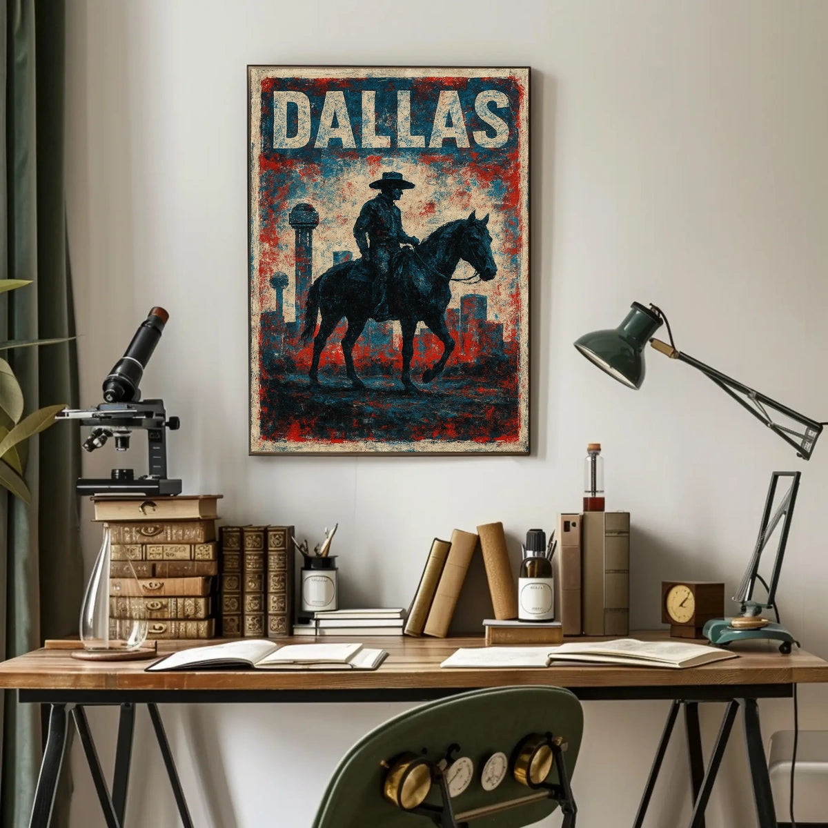 Dallas Cowboy Silhouette Rustic Western Heritage Poster