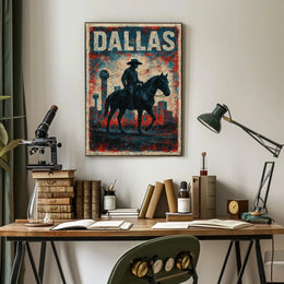 Dallas Cowboy Silhouette Rustic Western Heritage Poster