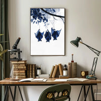 Bats in Nature Watercolor Monochrome Tranquility Poster