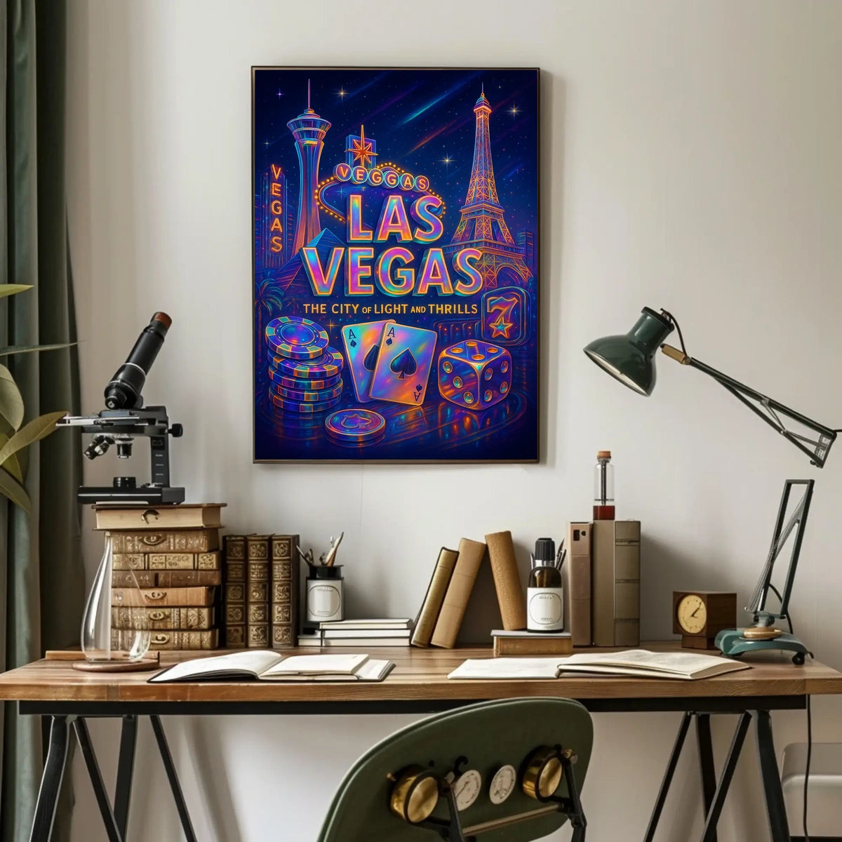 Las Vegas Poster Neon Lights Wall Art For Living Rooms