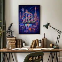 Las Vegas Poster Neon Lights Wall Art For Living Rooms