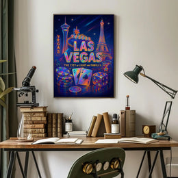 Las Vegas Poster Neon Lights Wall Art For Living Rooms