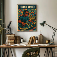 TECHNO ARTIST Retro DJ Vibes Abstract, Artistic Poster