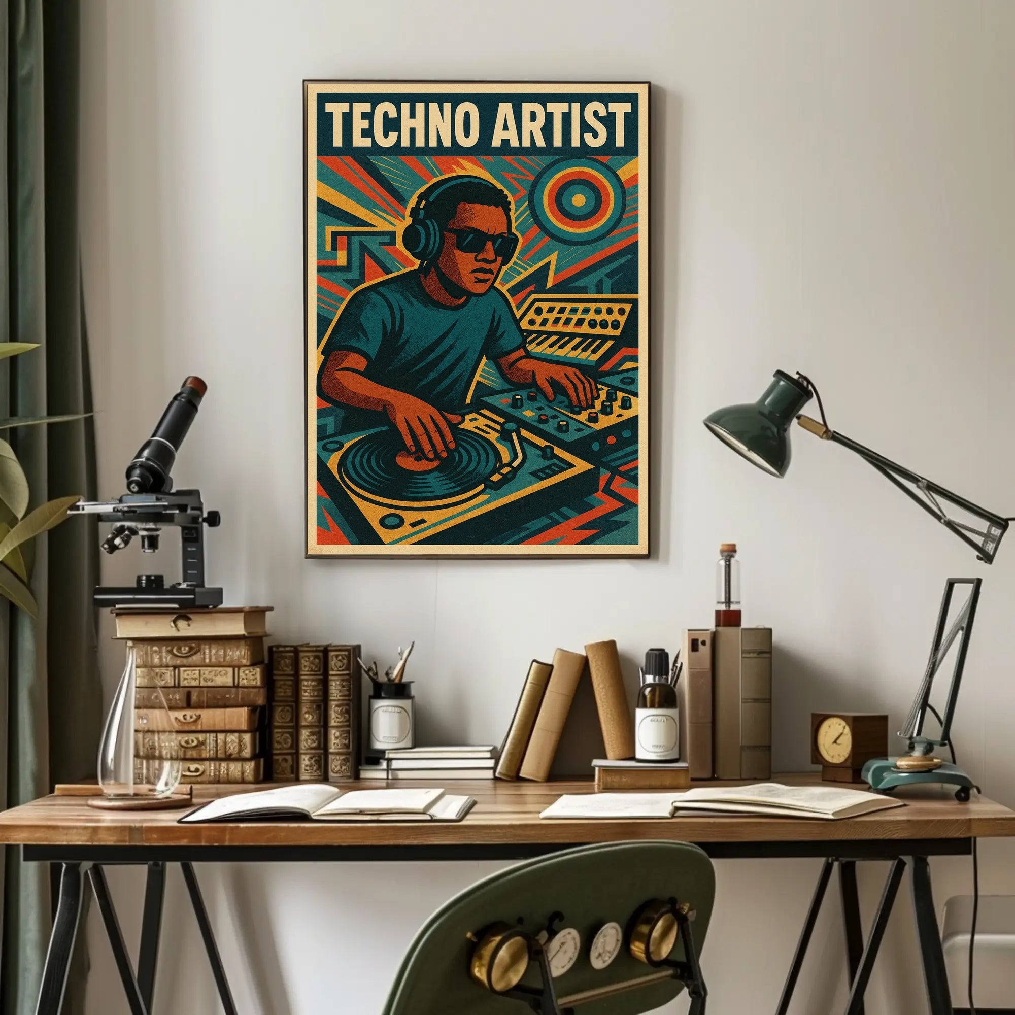 TECHNO ARTIST Retro DJ Vibes Abstract, Artistic Poster