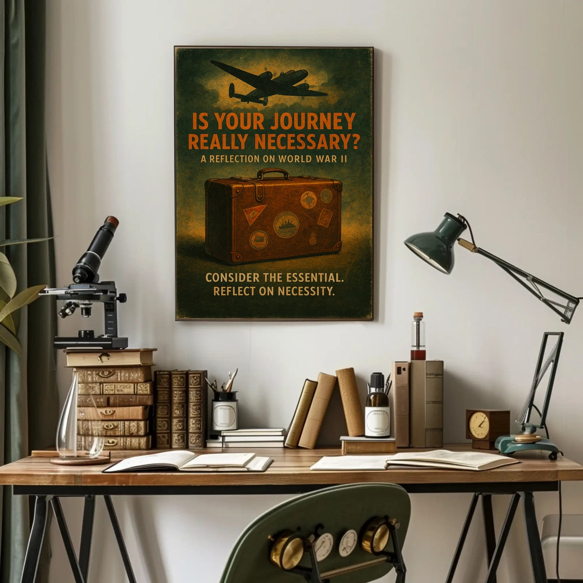 World War II Travel Vintage Nostalgic Somber Poster