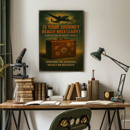 World War II Travel Vintage Nostalgic Somber Poster