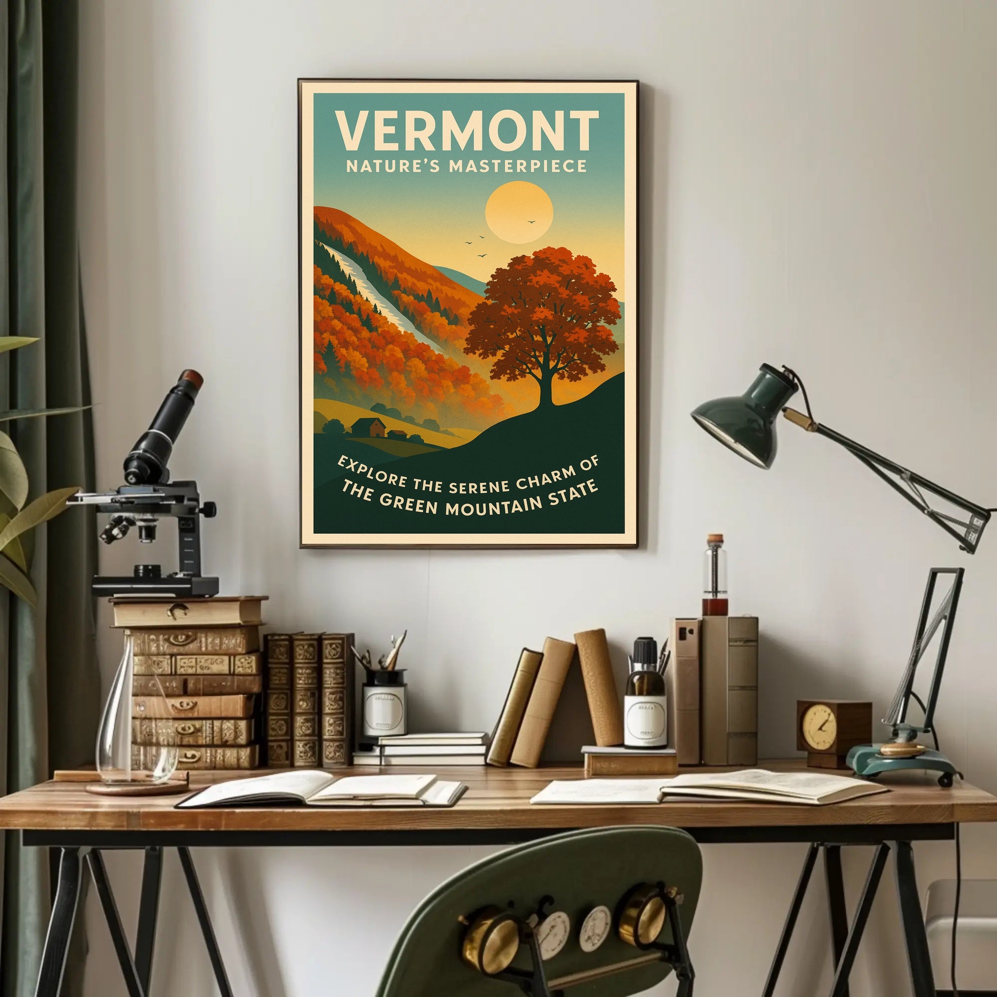 Vermont Autumn Landscape Poster Vintage Art Print