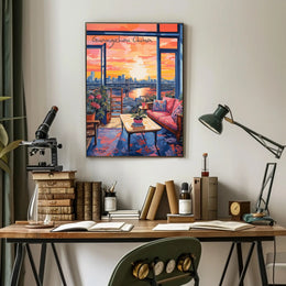 Guangzhou Sunset Cityscape with Cozy Interior Poster