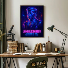 JFK Neon Cityscape Legacy Wanderlust Pop Art Poster