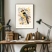 American Goldfinch Modern Botanical Art Poster