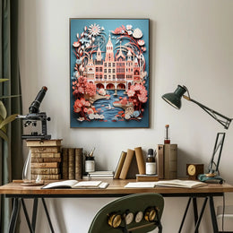 Whimsical Cityscape In Bloom Poster