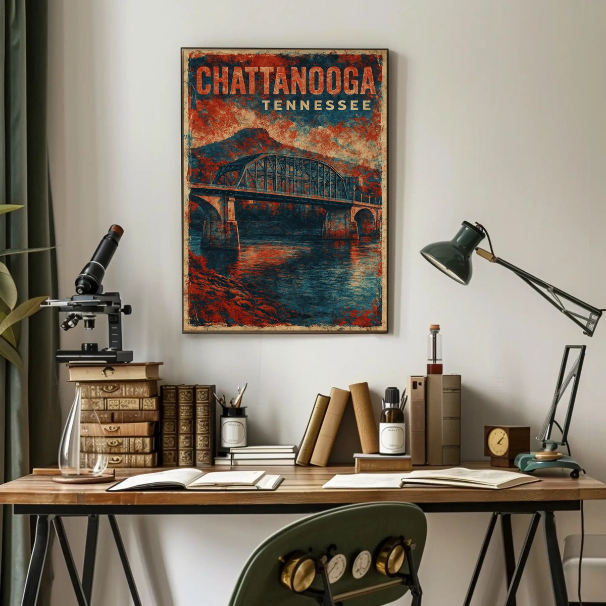 Chattanooga Skyline Vintage Travel Poster