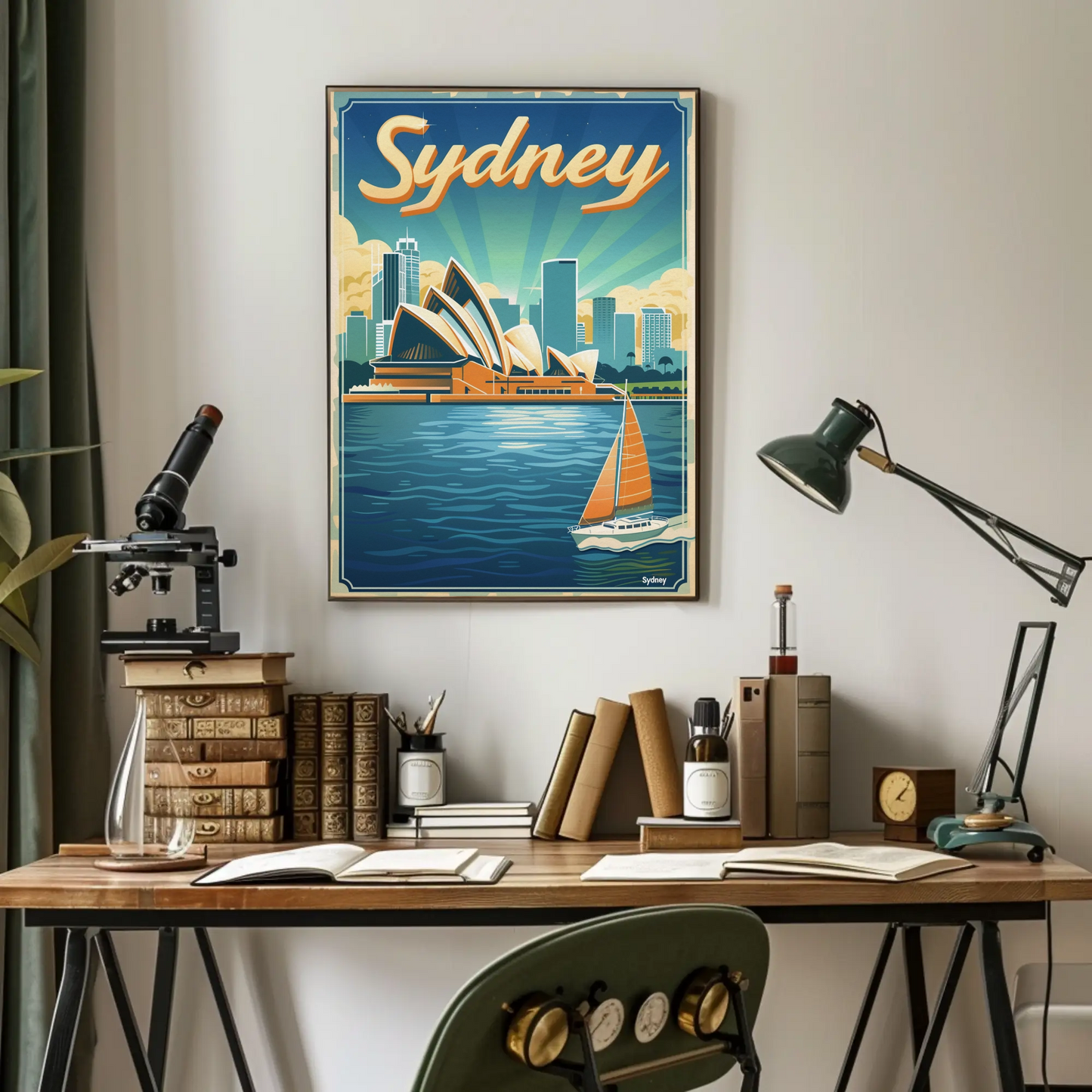 Sydney Skyline Opera House Harbor Travel Poster