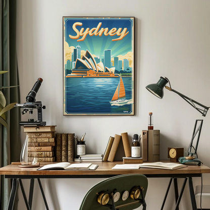 Sydney Skyline Opera House Harbor Travel Poster