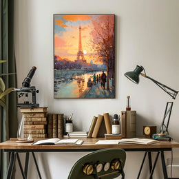 Eiffel Tower Sunset in Paris Travel Poster
