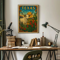 Texas Stained Glass Landscape Poster