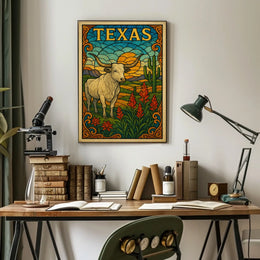 Texas Stained Glass Landscape Poster
