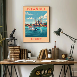 Istanbul Cityscape with Iconic Mosque Travel Poster