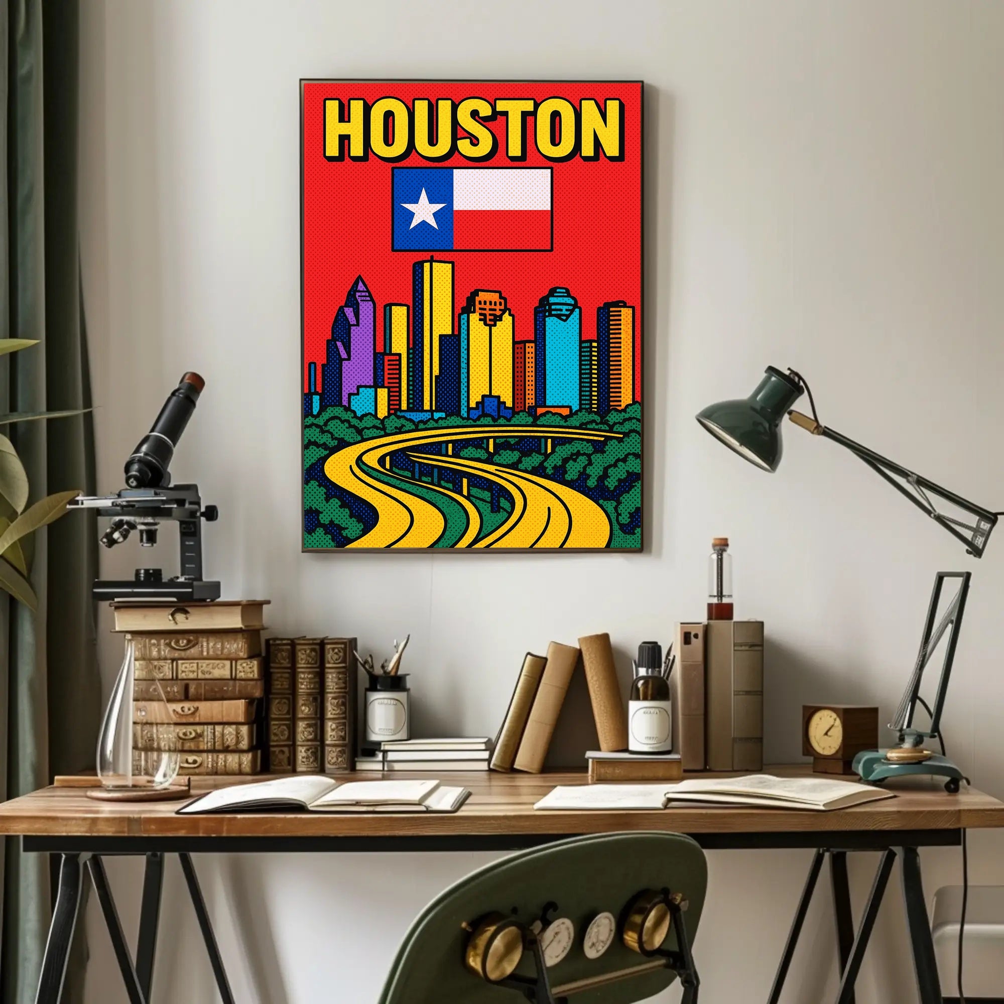 Houston Skyline Pop Art Poster PosterGoat
