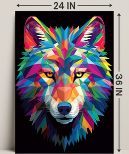 Vibrant Geometric Wolf Poster PosterGoat