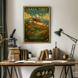 Lhasa Vintage Travel Poster with Tibetan Spiritual Essence