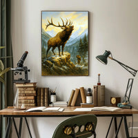 Majestic Elk in the Mountains Poster PosterGoat