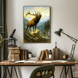 Majestic Elk in the Mountains Poster PosterGoat
