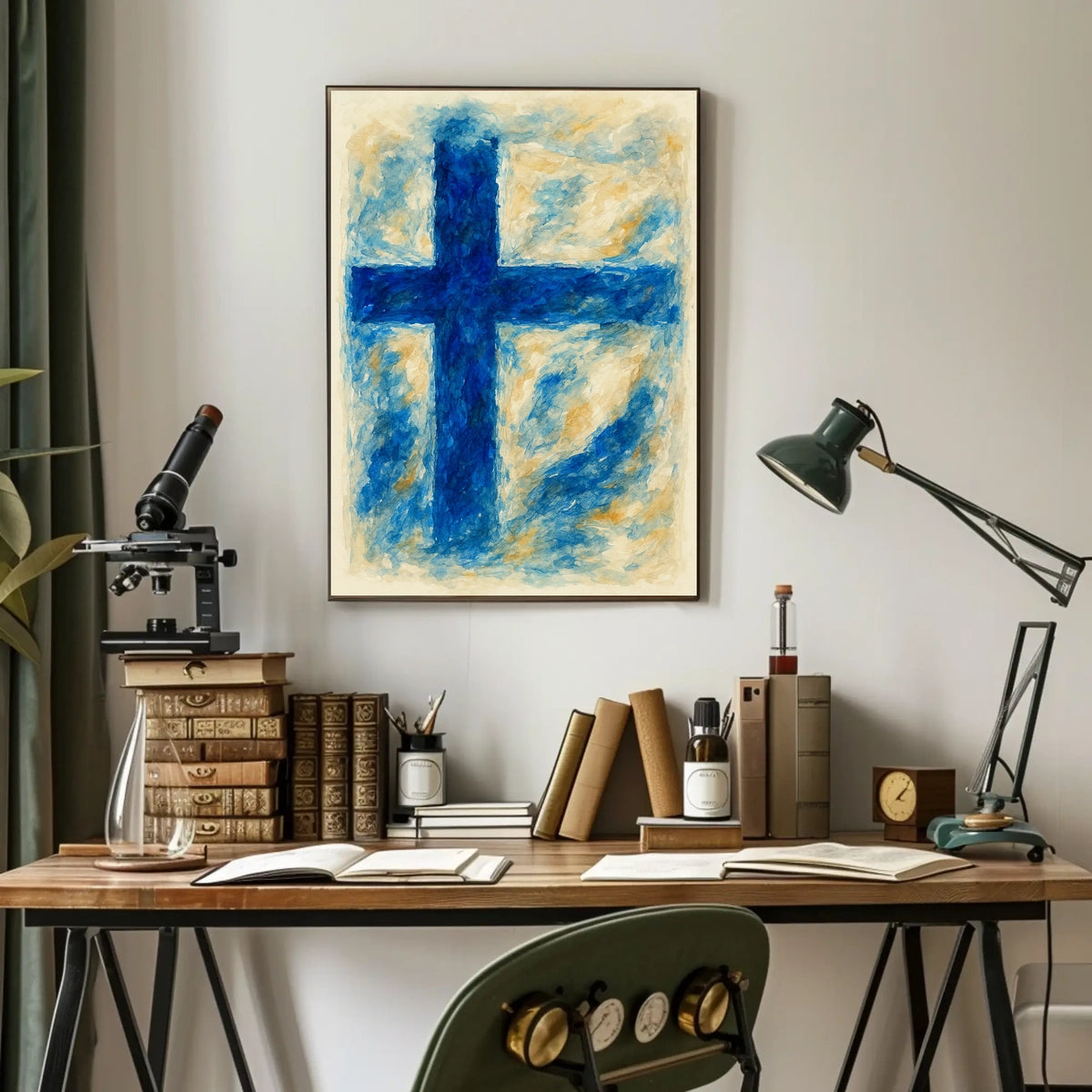 Abstract Blue Cross Abstract Poster