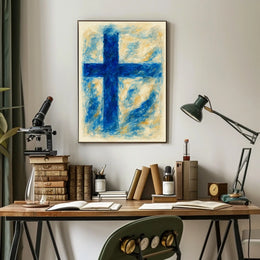Abstract Blue Cross Abstract Poster