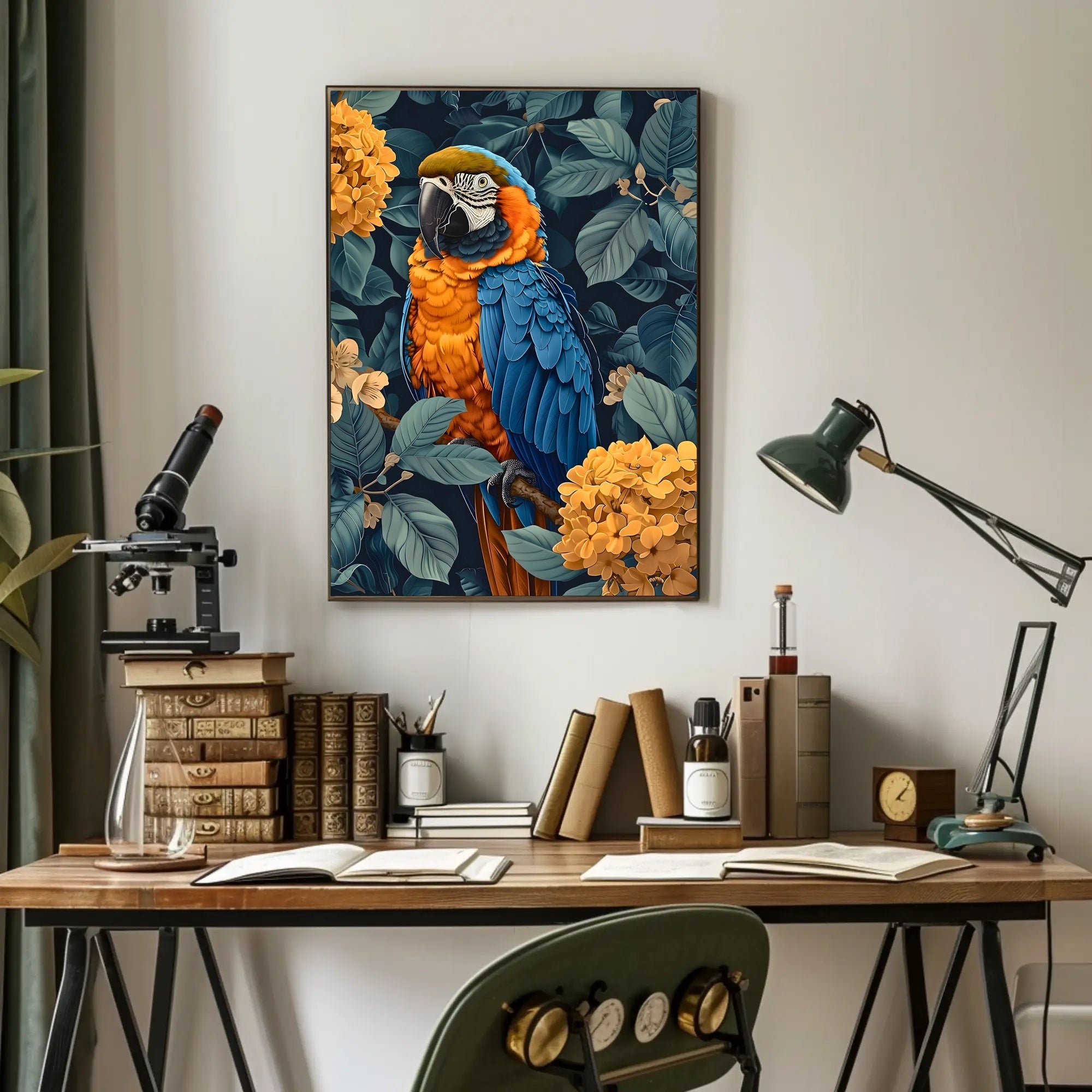 Vibrant Parrot Floral Paradise Wall Art
