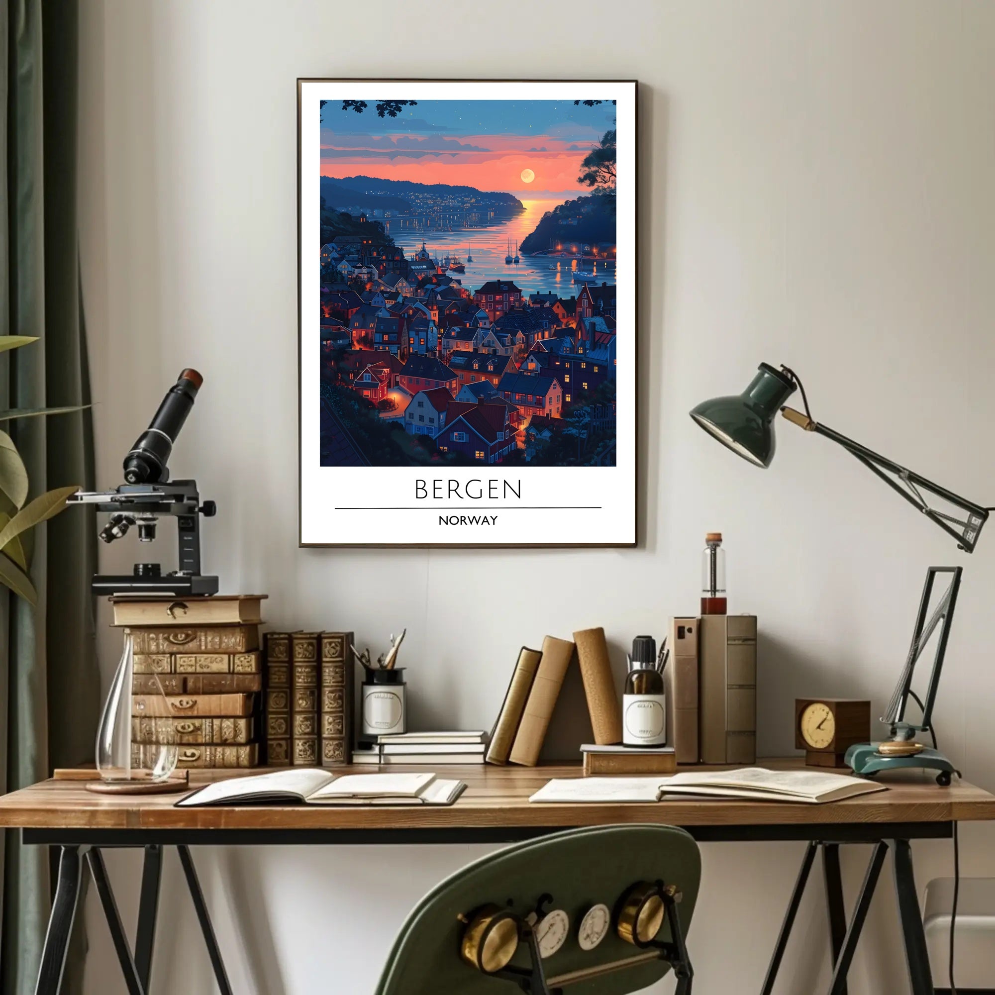 Bergen Sunset View Travel Poster