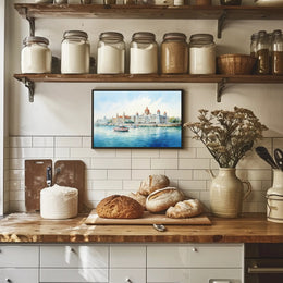 Serene Waterfront Architecture Poster