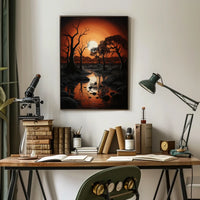 Serene Sunset Over Reflective Lake National Park Poster
