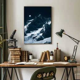 Majestic Moonlit Mountain Range Nighttime Poster