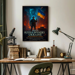 Ukrainian Resilience: Dramatic Photorealistic Political or Propaganda Poster