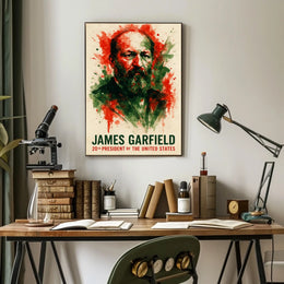 James Garfield Abstract Watercolor Portrait Historical Poster