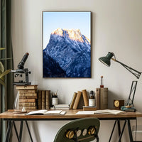 Majestic Dawn: Snow-Covered Mountain Art Poster